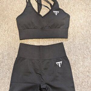 Trounce - Workout Set - Shorts and Top - Black with white logo